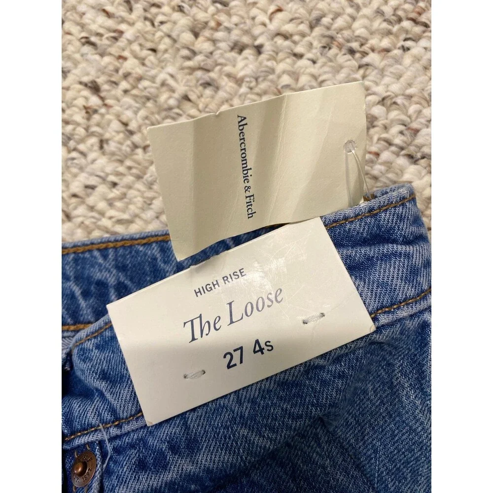 NWT Abercrombie & Fitch The Loose High Rise Wide Leg Jeans Medium Wash Size 27/4 - Picture 9 of 10